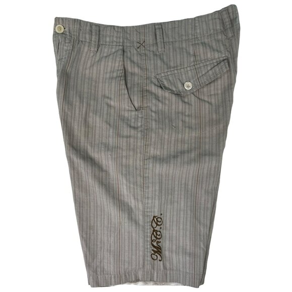 Micros Other - Micros Mens 30 11 Inseam Shorts Bermuda Board Tan Stripe Beach Los Angeles